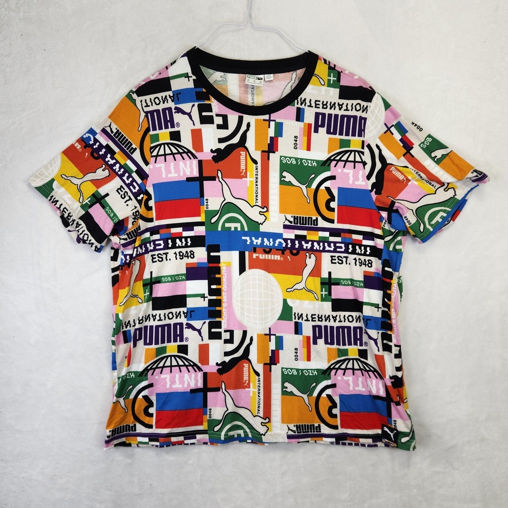 Puma International All Over Print Graphic Tee Mens‎ XXL Multi-Color EST 1948
